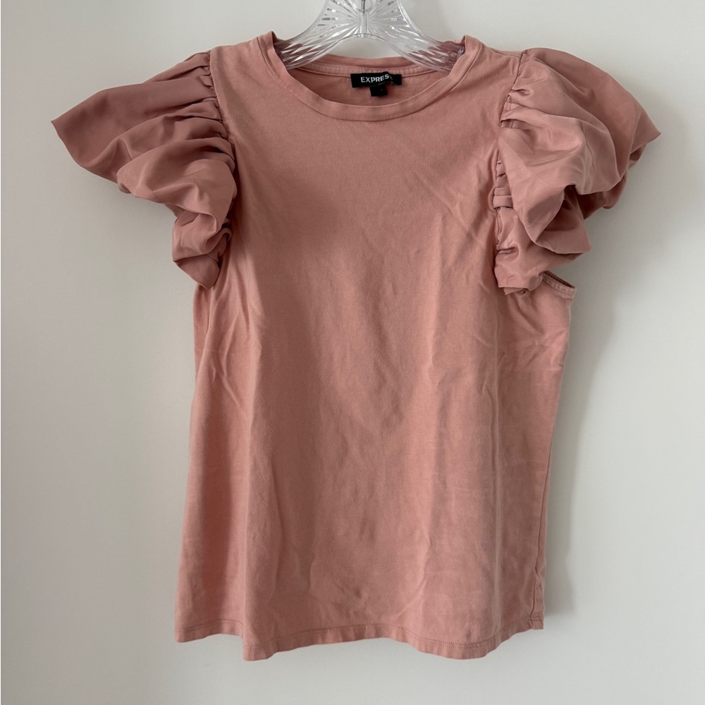 Women's Pink Ruffle Sleeve Top